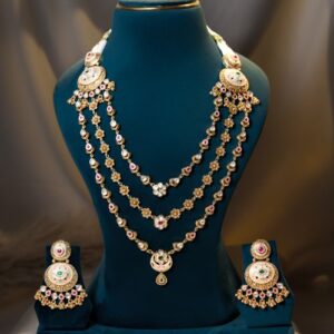 Royal Grace Kundan Three-Tier Necklace Set - 30% OFF