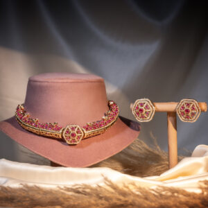 Rajwadi Pink Royal Kundan Choker set - 30% OFF
