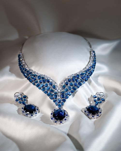 Blue Radiance AD Necklace Set - 20% OFF