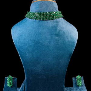 AD Stone Choker Set – Sparkling Green Elegance