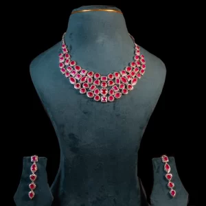 Elegant AD Stone Jewelry Set – Pink Sparkle Collection