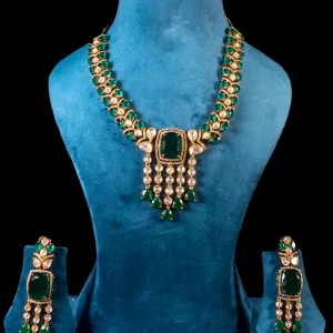 Kundan AD Long Set – Regal Green Grandeur