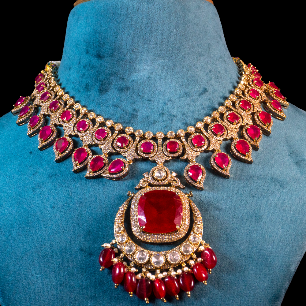 Kundan Polki Set – Regal Ruby Grandeur - Image 2