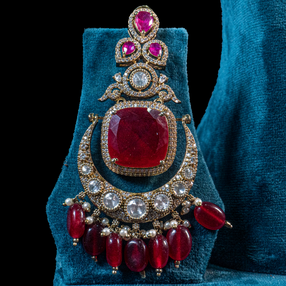 Kundan Polki Set – Regal Ruby Grandeur - Image 3
