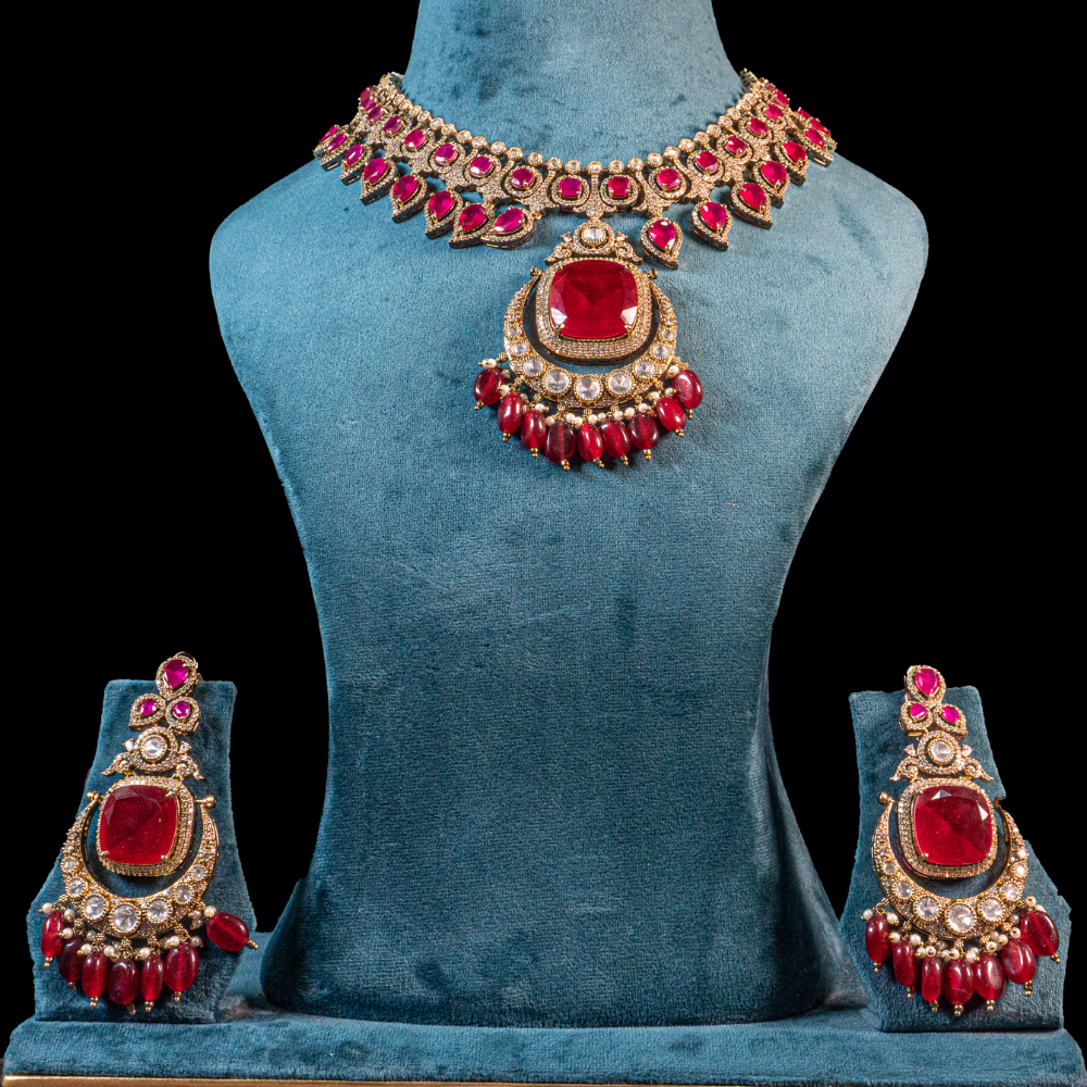 Kundan Polki Set – Regal Ruby Grandeur