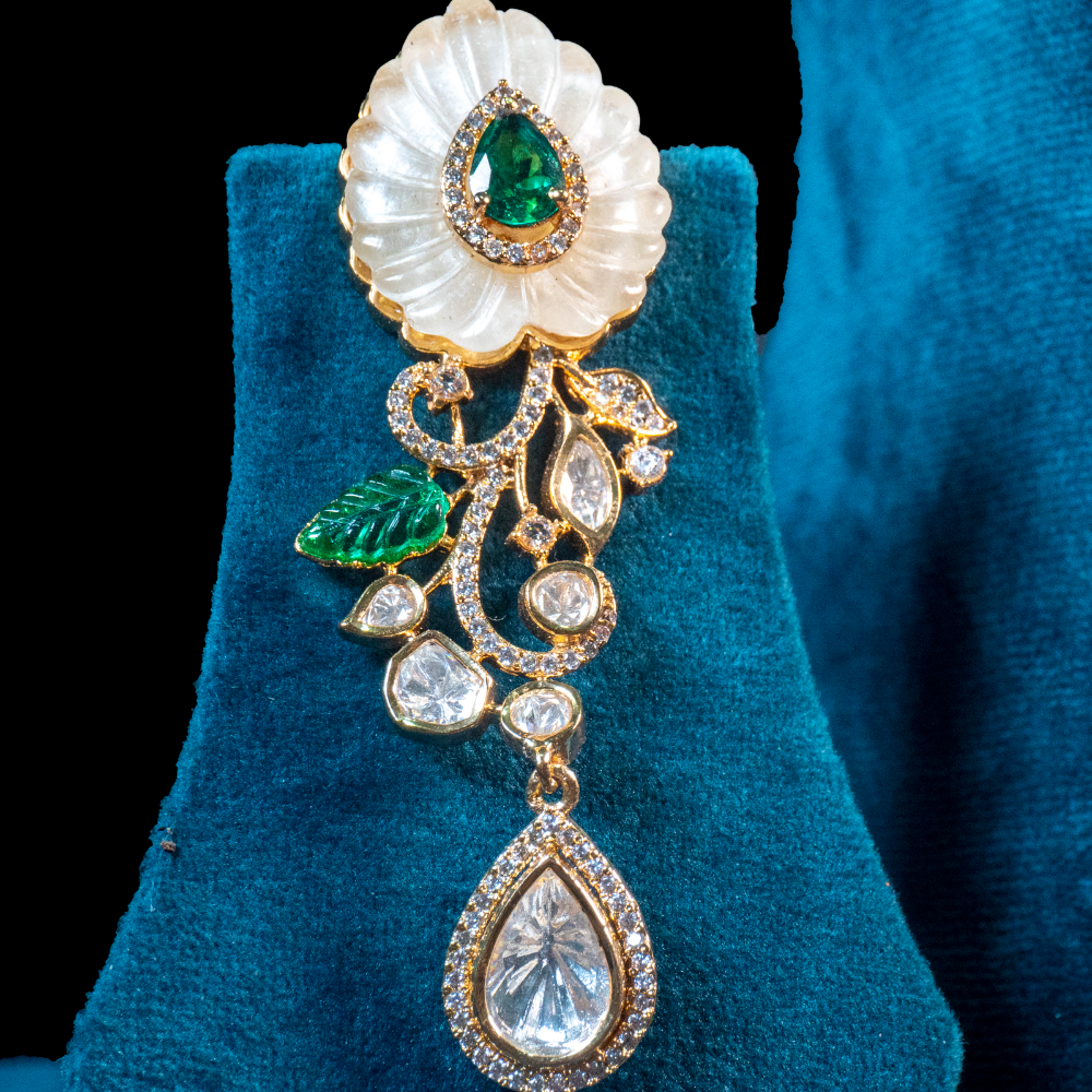 Pearl Mala Set – Graceful Pearl & Green Harmony - Image 2