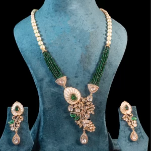 Pearl Mala Set – Graceful Pearl & Green Harmony